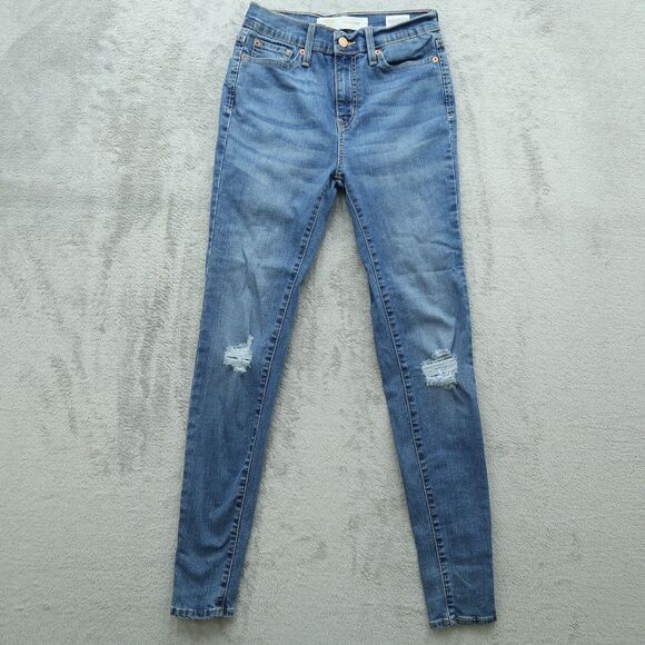 Levi's Signature Jeans Juniors 3/26 Blue High-Rise Jegging 29" Inseam Distressed - Picture 1 of 15